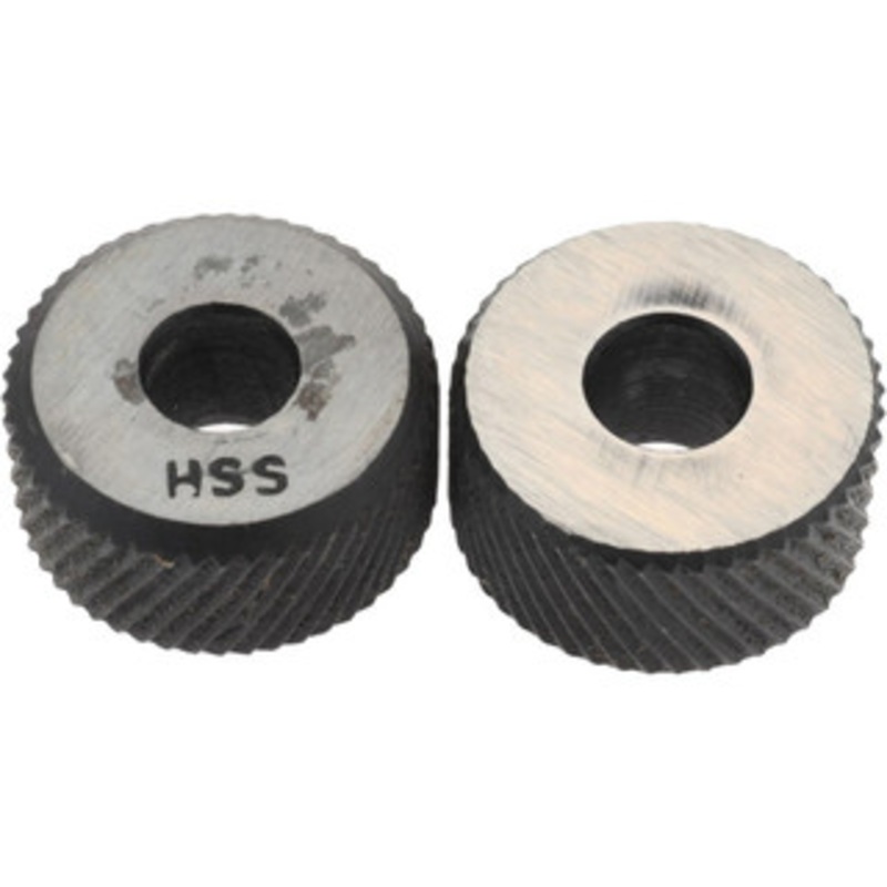 GROZ USA 1/4 Inch Face Width, 3/4 Inch Diameter, High Speed Steel Knurl Wheel Set 1/4 Inch Hole Diameter, Beveled Face Knurl, Left and Right Hand Diagonal Pattern, Form K34/ML+K34/MR – 01295211