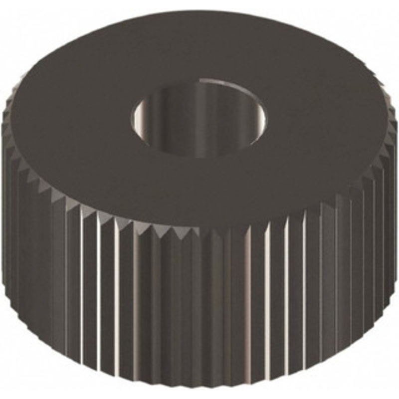 Made in USA Beveled Face Knurl Wheel: 3/4 Dia, 90  Tooth Angle, 14 TPI, Straight, Cobalt 0.197 Face Width, 0.25 Hole, Series KM KMSX214N – 38292678