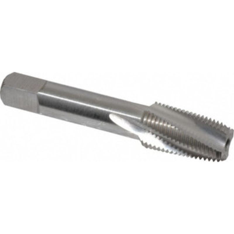 Balax 1/8-27 NPT, 15 Helix, 4 Flutes, Bottoming Chamfer, Bright Finish, Cobalt, Spiral Flute Pipe Tap Right Hand Flute, 5/16 Shank Diam, 3/4 Thread Length, 0.222-0.259 Projection, 3/8 Square Size, 59910-000 – 32057473