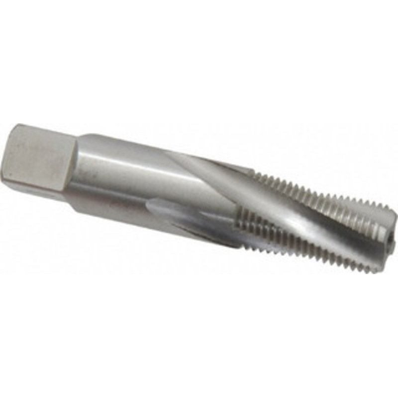 Balax 1/8-27 NPT, 15 Helix, 4 Flutes, Bottoming Chamfer, Bright Finish, Cobalt, Spiral Flute Pipe Tap Right Hand Flute, 7/16 Shank Diam, 3/4 Thread Length, 0.222-0.259 Projection, 3/8 Square Size, 59920-000 – 32057481