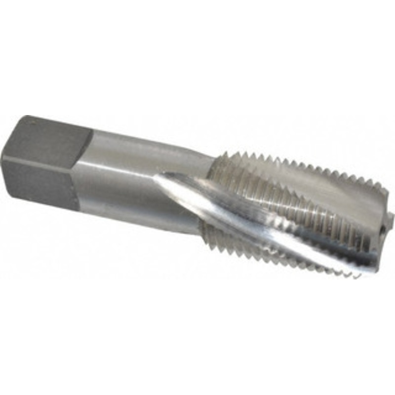 Balax 1/2-14 NPT, 15 Helix, 4 Flutes, Bottoming Chamfer, Bright Finish, Cobalt, Spiral Flute Pipe Tap Right Hand Flute, 11/16 Shank Diam, 1-3/8 Thread Length, 0.429-0.500 Projection, 5/8 Square Size, 59950-000 – 32057432