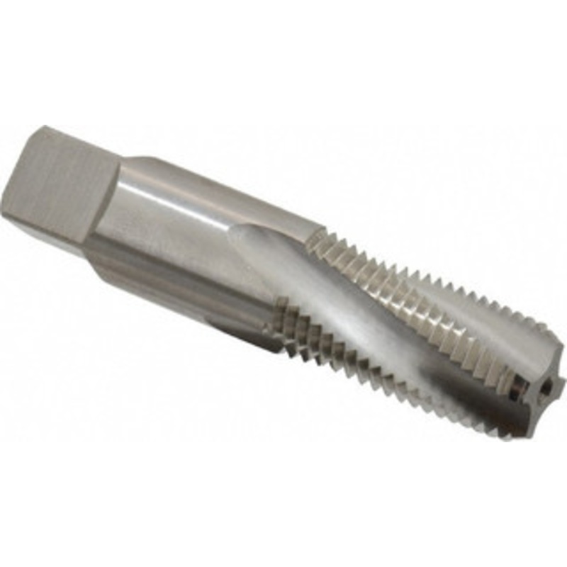 Balax 1/4-18 NPTF, 15 Helix, 4 Flutes, Bottoming Chamfer, Bright Finish, Cobalt, Spiral Flute Pipe Tap Right Hand Flute, 9/16 Shank Diam, 1-1/16 Thread Length, 0.333-0.389 Projection, 7/16 Square Size, 59932-000 – 32057465