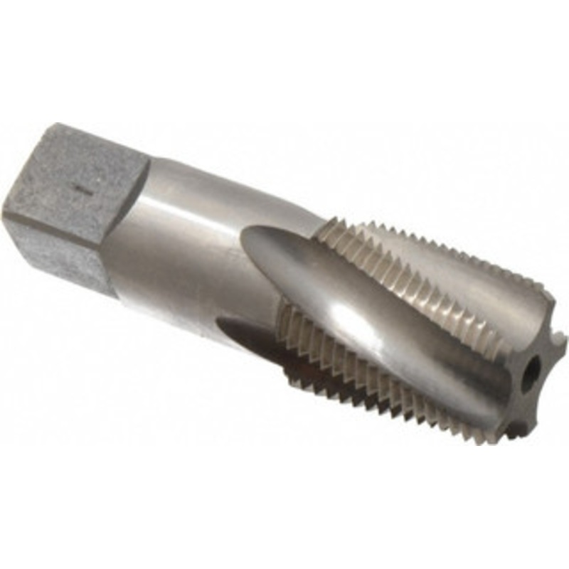 Balax 3/4-14 NPTF, 15 Helix, 5 Flutes, Bottoming Chamfer, Bright Finish, Cobalt, Spiral Flute Pipe Tap Right Hand Flute, 29/32 Shank Diam, 1-3/8 Thread Length, 0.429-0.500 Projection, 11/16 Square Size, 59962-000 – 32057523
