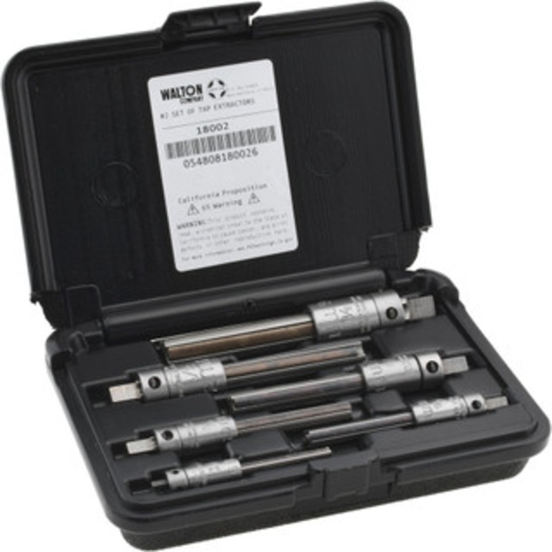 Walton Tools 1/4 to 5/8 Tap Extractor Set 4 Flutes, 6 Pieces 18002 – 05025028
