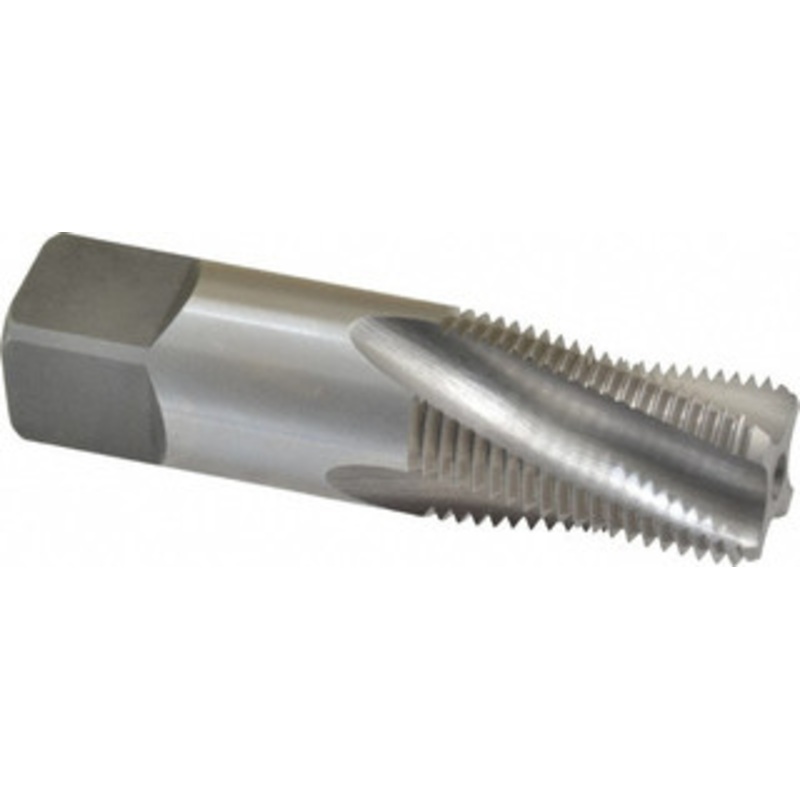 Balax 3/8-18 NPTF, 15 Helix, 4 Flutes, Bottoming Chamfer, Bright Finish, Cobalt, Spiral Flute Pipe Tap Right Hand Flute, 0.7 Shank Diam, 1-1/16 Thread Length, 0.333-0.389 Projection, 1/2 Square Size, 59942-000 – 32057549