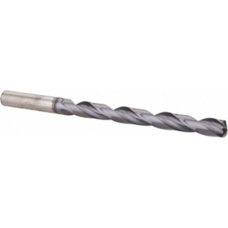 Allied Machine 5/16 140 Spiral Flute Solid Carbide Taper Length Drill Bit Multilayer Finish, 4.86 OAL, Standard Point, Straight Shank, Through Coolant, Series ASC320 390E03125A21M – 04596771