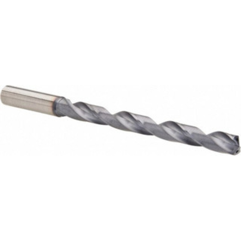 Allied Machine 11.00074mm 140 Spiral Flute Solid Carbide Taper Length Drill Bit Multilayer Finish, 172.2mm OAL, Standard Point, Straight Shank, Through Coolant, Series ASC320 390M11000A21M – 04596920