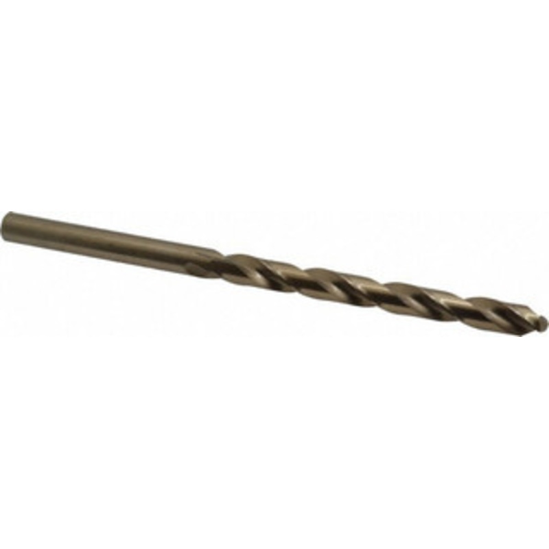 Chicago-Latrobe 27/64 135 Spiral Flute Cobalt Taper Length Drill Bit Oxide/Gold Finish, 4-5/8 Flute Length, 7-1/4 OAL, Split Point, Straight Shank, Series 520 44827 – 81410276