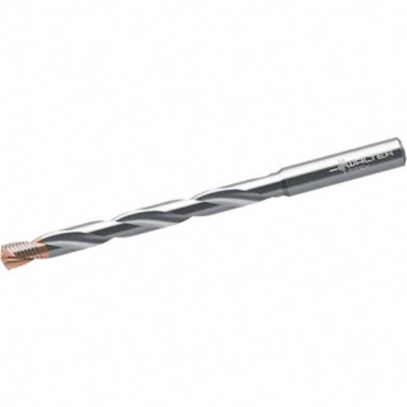 Walter Titex 9.9mm 140 Spiral Flute Solid Carbide Taper Length Drill Bit TiNAl/AlCrN Finish, 95mm Flute Length, 139mm OAL, Straight Shank, Through Coolant, Series DC170 6745401 – 41793407
