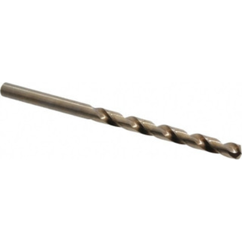 Chicago-Latrobe 11/32 135 Spiral Flute Cobalt Taper Length Drill Bit Oxide/Gold Finish, 4-1/8 Flute Length, 6-1/2 OAL, Split Point, Straight Shank, Series 520 44822 – 81410227