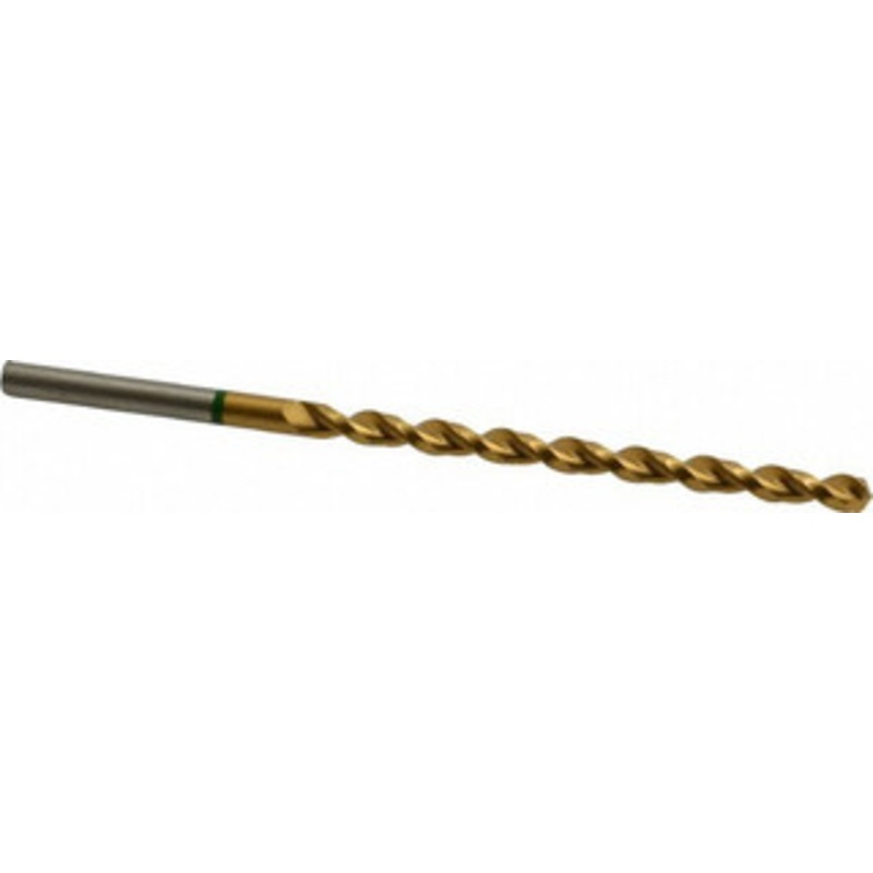 Accupro 15/64 130 Spiral Flute Vanadium High Speed Steel Taper Length Drill Bit TiN Finish, 91mm Flute Length, 139mm OAL, Split Point, Straight Shank 1GL0595-AC – 56518764