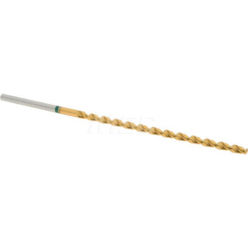 Accupro 7/64 130 Spiral Flute Vanadium High Speed Steel Taper Length Drill Bit TiN Finish, 66mm Flute Length, 100mm OAL, Split Point, Straight Shank 1GL0278-AC – 56518236