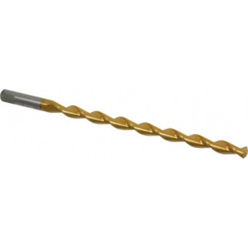 Chicago-Latrobe 21/64 135 Parabolic Flute High Speed Steel Taper Length Drill Bit TiN Finish, 5-1/4 Flute Length, 6-1/2 OAL, Split Point, Tanged Shank, Series 120DHT 55253 – 80908213