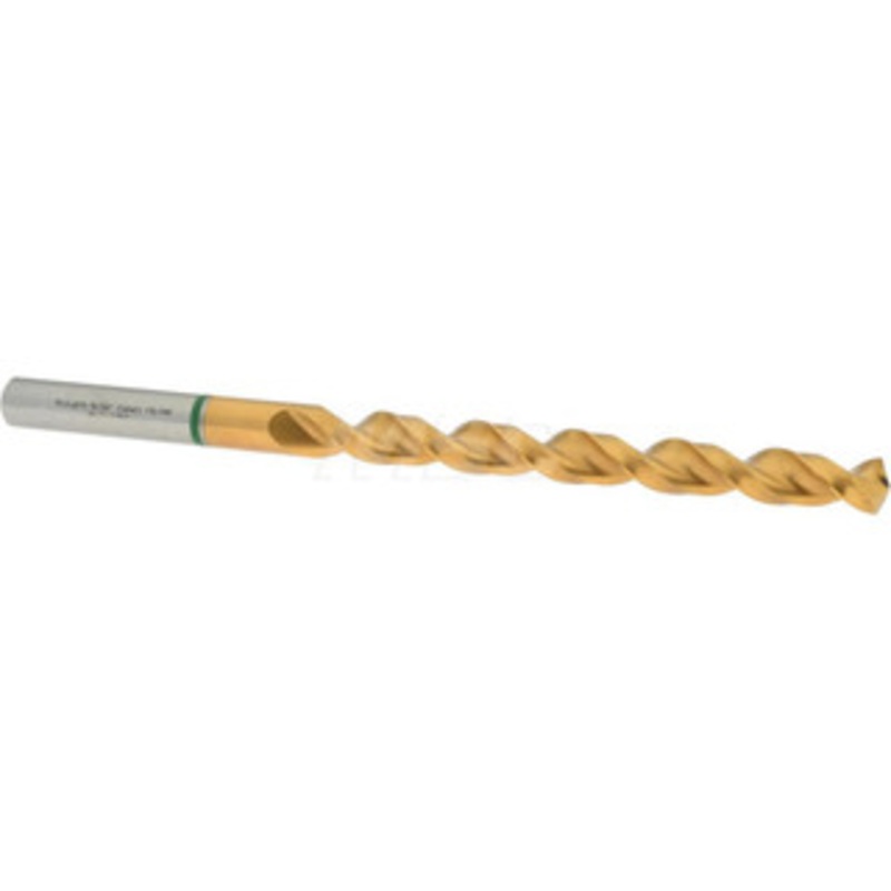 Accupro 15/32 130 Spiral Flute Vanadium High Speed Steel Taper Length Drill Bit TiN Finish, 134mm Flute Length, 205mm OAL, Split Point, Straight Shank 1GL1191-AC – 56519291