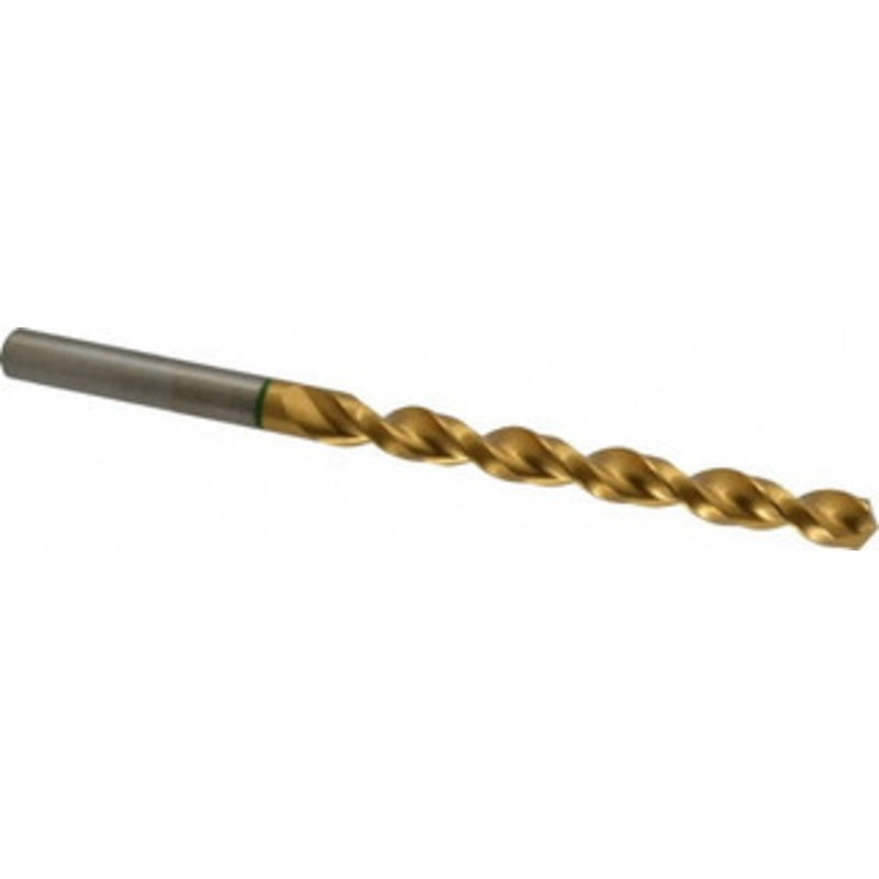 Accupro 1/2 130 Spiral Flute Vanadium High Speed Steel Taper Length Drill Bit TiN Finish, 134mm Flute Length, 205mm OAL, Split Point, Straight Shank 1GL1269-AC – 56519325