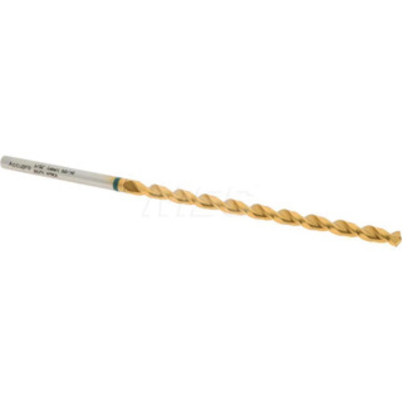 Accupro 5/32 130 Spiral Flute Vanadium High Speed Steel Taper Length Drill Bit TiN Finish, 78mm Flute Length, 119mm OAL, Split Point, Straight Shank 1GL0397-AC – 56518434