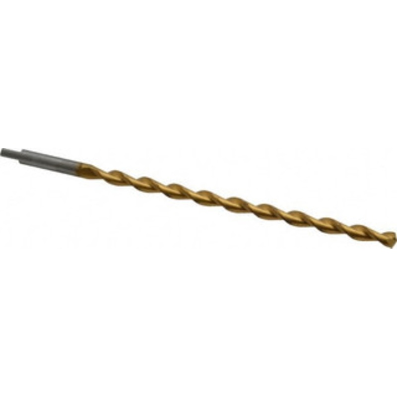Chicago-Latrobe 15/64 135 Parabolic Flute High Speed Steel Taper Length Drill Bit TiN Finish, 4-13/16 Flute Length, 6-1/8 OAL, Split Point, Tanged Shank, Series 120DHT 55247 – 80908155
