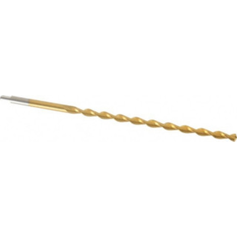Chicago-Latrobe 3/16 135 Parabolic Flute High Speed Steel Taper Length Drill Bit TiN Finish, 4-1/8 Flute Length, 5-3/4 OAL, Split Point, Tanged Shank, Series 120DHT 55244 – 80908122