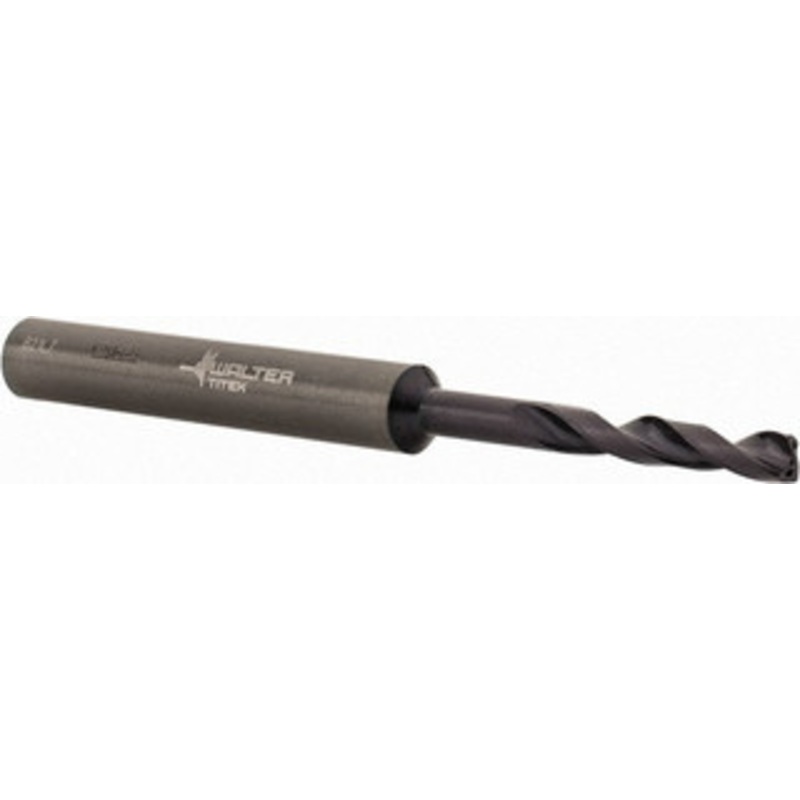 Walter Titex 1/8 150 Spiral Flute Solid Carbide Screw Machine Drill Bit Tinal Finish, Right Hand Cut, 20mm Flute Length, 66mm OAL, Form V+A Point, Straight Shank, Through Coolant 5200221 – 00701805