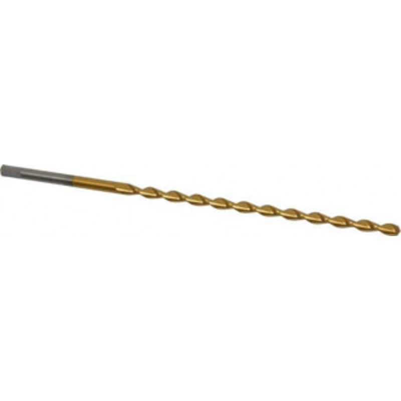 Chicago-Latrobe 5/32 135 Parabolic Flute High Speed Steel Taper Length Drill Bit TiN Finish, 3-3/4 Flute Length, 5-3/8 OAL, Split Point, Tanged Shank, Series 120DHT 55242 – 80908106