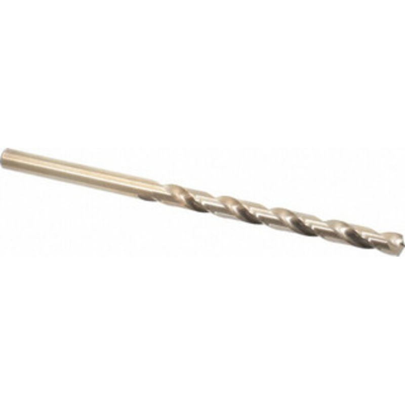 Chicago-Latrobe 23/64 135 Spiral Flute Cobalt Taper Length Drill Bit Oxide/Gold Finish, 4-1/4 Flute Length, 6-3/4 OAL, Split Point, Straight Shank, Series 520 44823 – 81410235