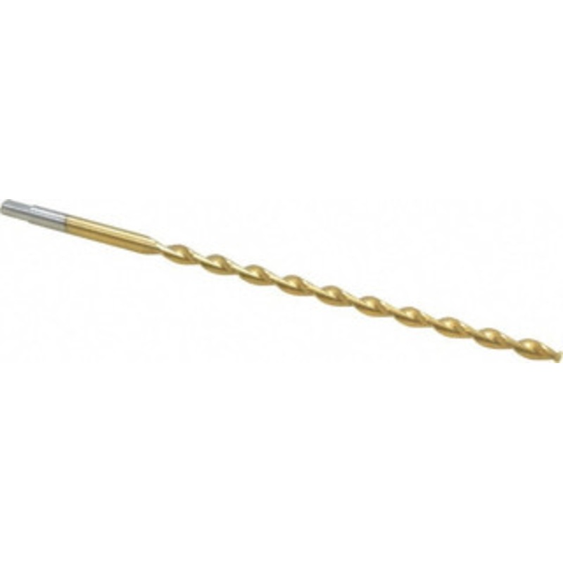 Chicago-Latrobe 13/64 135 Parabolic Flute High Speed Steel Taper Length Drill Bit TiN Finish, 4-3/8 Flute Length, 6 OAL, Split Point, Tanged Shank, Series 120DHT 55245 – 80908130
