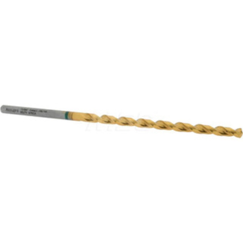 Accupro 11/64 130 Spiral Flute Vanadium High Speed Steel Taper Length Drill Bit TiN Finish, 82mm Flute Length, 126mm OAL, Split Point, Straight Shank 1GL0437-AC – 56518517