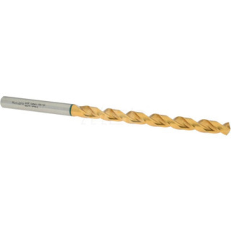 Accupro 3/8 130 Spiral Flute Vanadium High Speed Steel Taper Length Drill Bit TiN Finish, 115mm Flute Length, 175mm OAL, Split Point, Straight Shank 1GL0953-AC – 56519150
