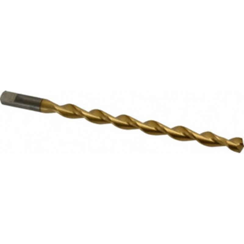 Chicago-Latrobe 13/32 135 Parabolic Flute High Speed Steel Taper Length Drill Bit TiN Finish, 5-5/8 Flute Length, 7 OAL, Split Point, Tanged Shank, Series 120DHT 55258 – 80908262