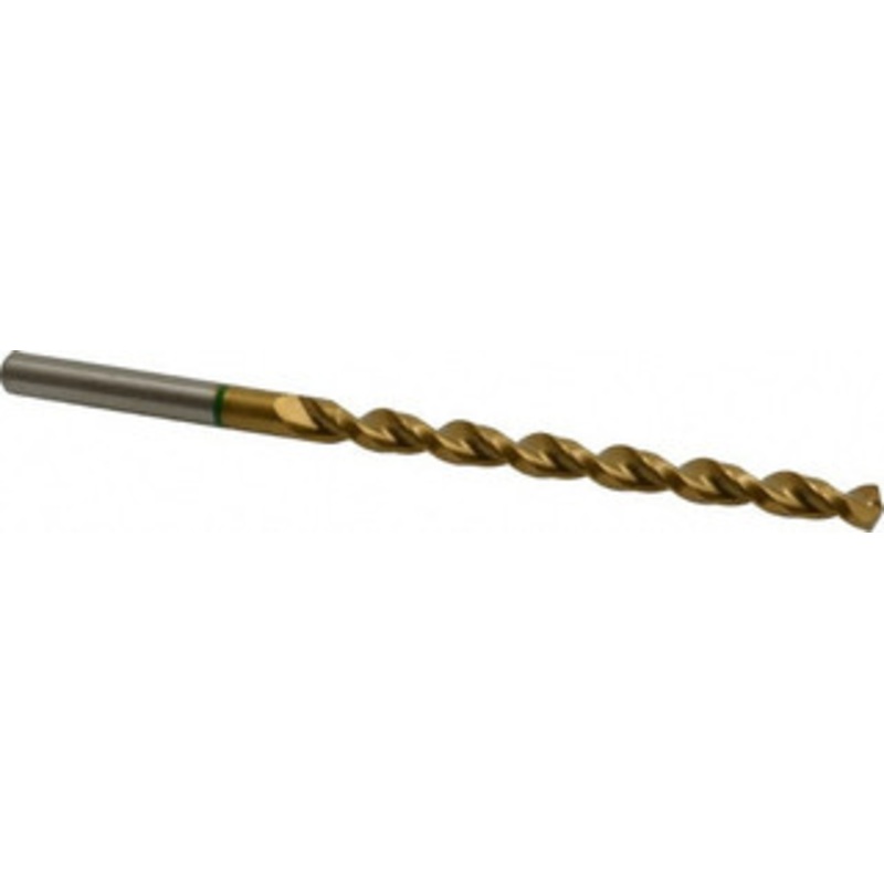 Accupro 11/32 130 Spiral Flute Vanadium High Speed Steel Taper Length Drill Bit TiN Finish, 115mm Flute Length, 175mm OAL, Split Point, Straight Shank 1GL0873-AC – 56519085