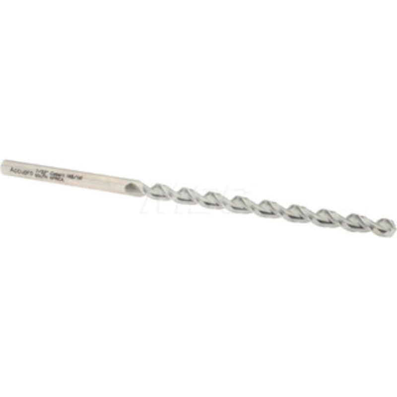 Accupro 7/32 130 Parabolic Flute Vanadium High Speed Steel Taper Length Drill Bit Bright Finish, 3-19/32 Flute Length, 5-15/32 OAL, Split Point, Straight Shank 1100556-AC – 85946614