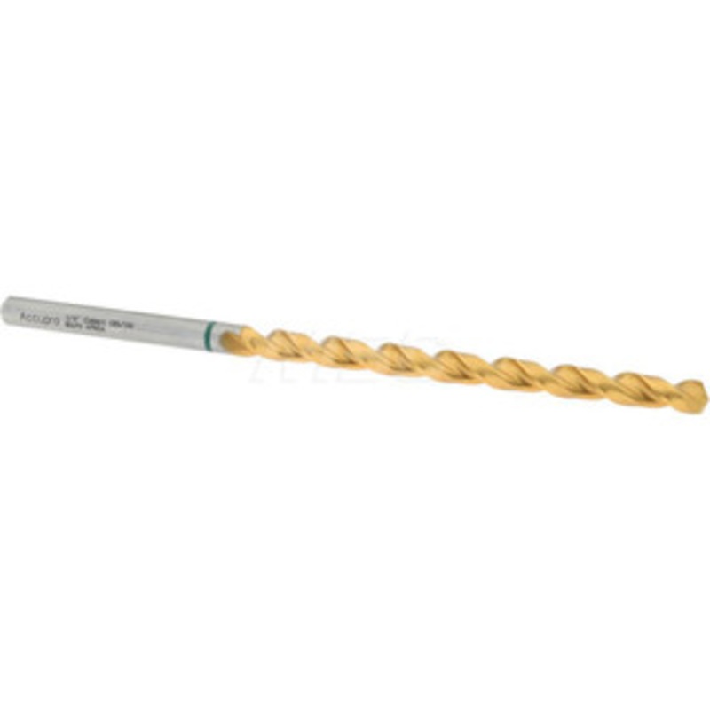 Accupro Letter E (1/4) 130 Spiral Flute Vanadium High Speed Steel Taper Length Drill Bit TiN Finish, 97mm Flute Length, 148mm OAL, Split Point, Straight Shank 1GL0634-AC – 56518814