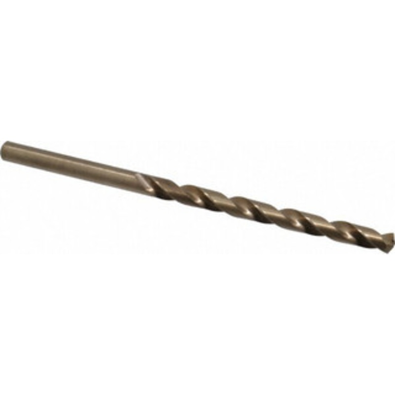 Chicago-Latrobe 21/64 135 Spiral Flute Cobalt Taper Length Drill Bit Oxide/Gold Finish, 4-1/8 Flute Length, 6-1/2 OAL, Split Point, Straight Shank, Series 520 44821 – 81410219