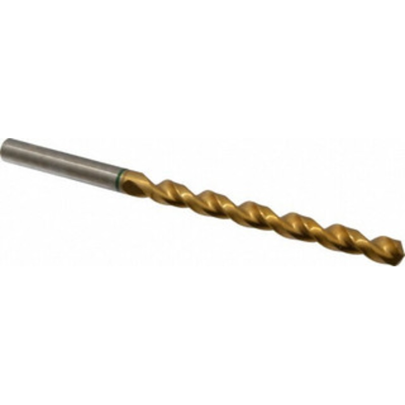 Accupro 7/16 130 Spiral Flute Vanadium High Speed Steel Taper Length Drill Bit TiN Finish, 128mm Flute Length, 195mm OAL, Split Point, Straight Shank 1GL1111-AC – 56519275