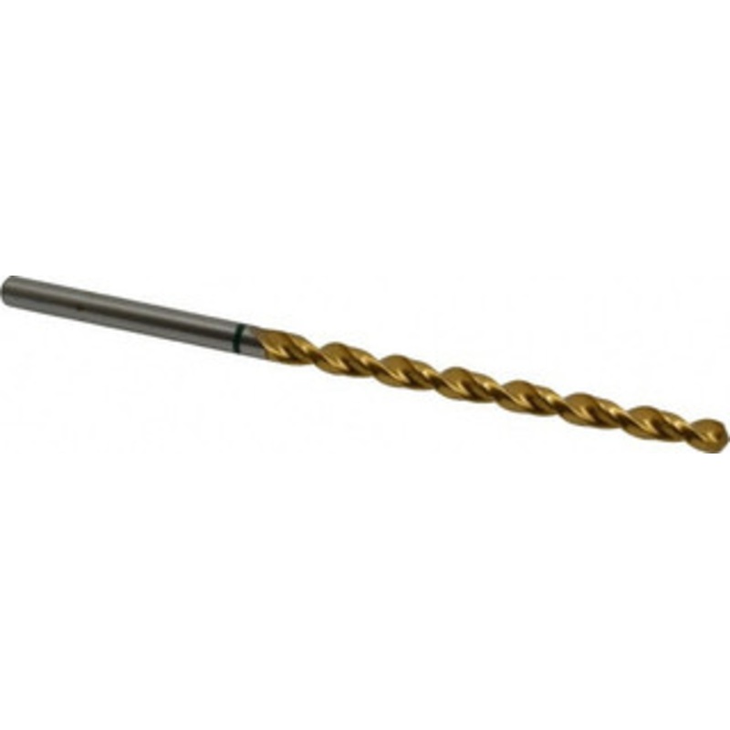 Accupro 17/64 130 Spiral Flute Vanadium High Speed Steel Taper Length Drill Bit TiN Finish, 97mm Flute Length, 148mm OAL, Split Point, Straight Shank 1GL0675-AC – 56518863