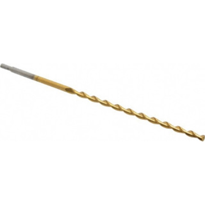 Chicago-Latrobe 1/8 135 Parabolic Flute High Speed Steel Taper Length Drill Bit TiN Finish, 3-3/8 Flute Length, 5-1/8 OAL, Split Point, Tanged Shank, Series 120DHT 55240 – 80908080