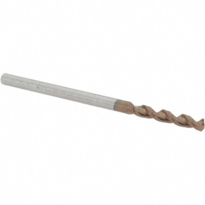 Walter Titex 5/64 130 Parabolic Flute Cobalt Screw Machine Drill Bit AlCrN Finish, Right Hand Cut, 12mm Flute Length, 38mm OAL, Conical+U Point, Straight Shank 5337134 – 40811754
