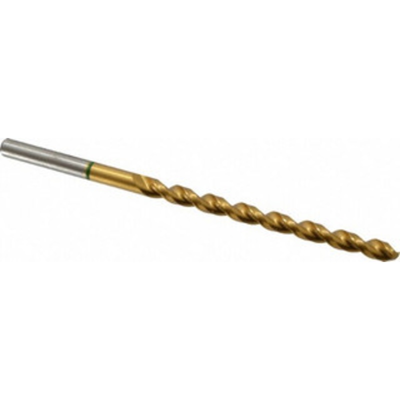 Accupro 9/32 130 Spiral Flute Vanadium High Speed Steel Taper Length Drill Bit TiN Finish, 102mm Flute Length, 156mm OAL, Split Point, Straight Shank 1GL0714-AC – 56518939