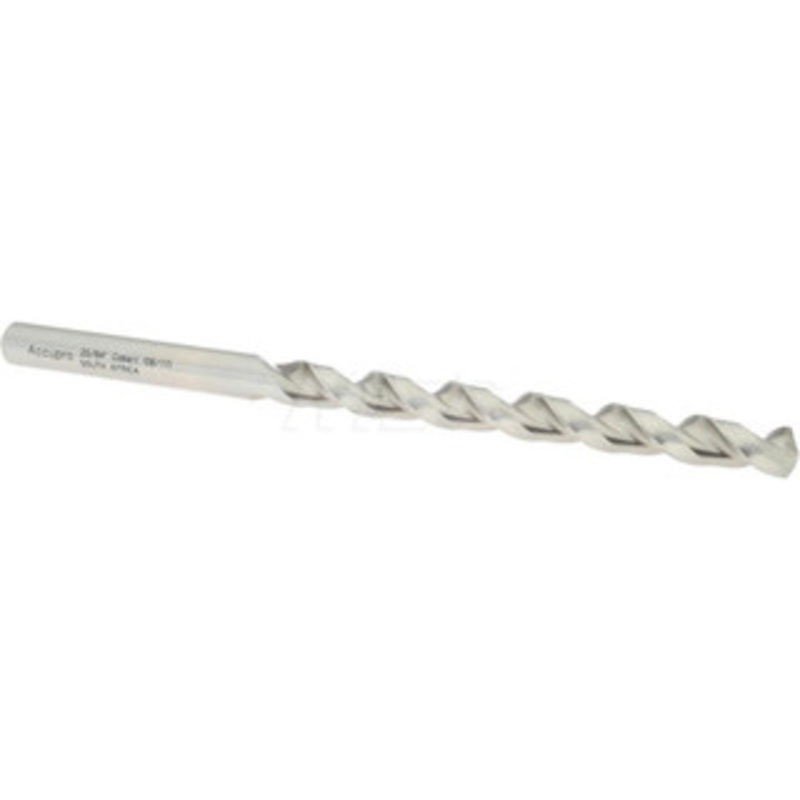 Accupro 25/64 130 Parabolic Flute Vanadium High Speed Steel Taper Length Drill Bit Bright Finish, 4-3/4 Flute Length, 7-1/4 OAL, Split Point, Straight Shank 1100992-AC – 85947372
