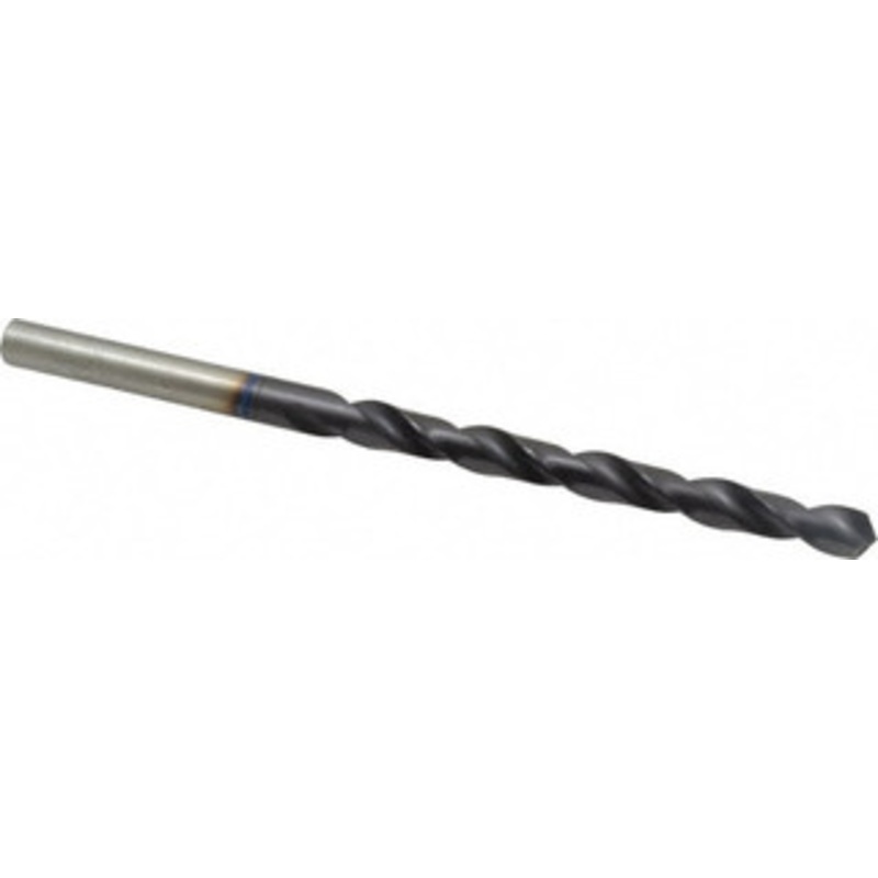 Accupro 27/64 118 Spiral Flute Vanadium High Speed Steel Taper Length Drill Bit TiAlN Finish, 128mm Flute Length, 195mm OAL, Faceted Point, Straight Shank 1BT1072-AC – 05495577