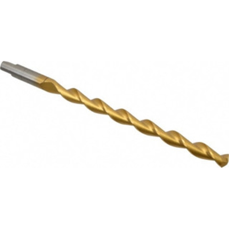 Chicago-Latrobe 25/64 135 Parabolic Flute High Speed Steel Taper Length Drill Bit TiN Finish, 5-5/8 Flute Length, 7 OAL, Split Point, Tanged Shank, Series 120DHT 55257 – 80908254
