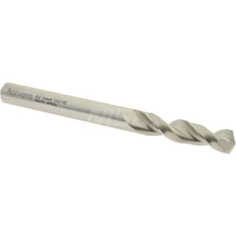 Accupro 0.2441 130 Parabolic Flute Cobalt Screw Machine Drill Bit Bright Finish, Right Hand Cut, 1.22 Flute Length, 2.756 OAL, Split Point, Straight Shank 1630620-AC – 01332352