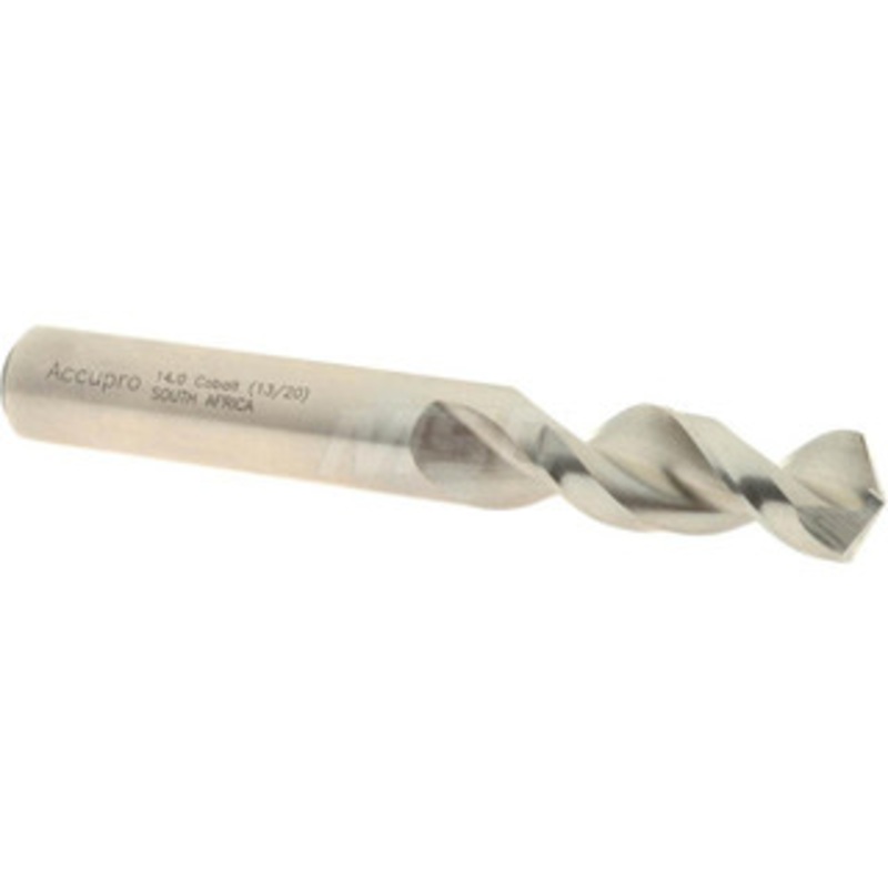 Accupro 0.5512 130 Parabolic Flute Cobalt Screw Machine Drill Bit Bright Finish, Right Hand Cut, 2.126 Flute Length, 4.213 OAL, Split Point, Straight Shank 1631400-AC – 01333079