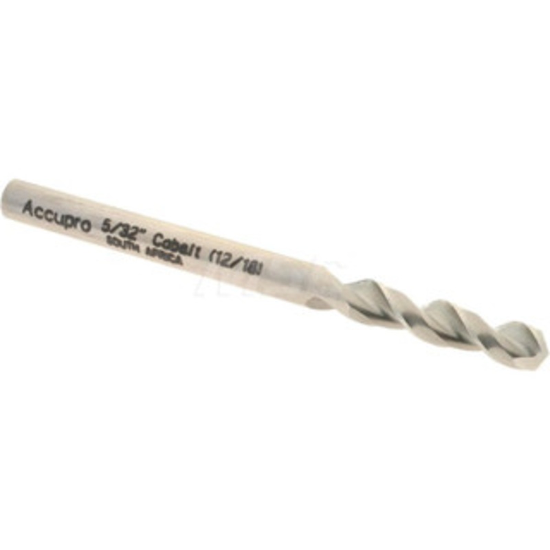 Accupro 5/32 130 Parabolic Flute Cobalt Screw Machine Drill Bit Bright Finish, Right Hand Cut, 0.866 Flute Length, 2.165 OAL, Split Point, Straight Shank 1630397-AC – 01331842