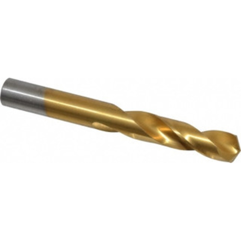 Chicago-Latrobe 0.404 135 Spiral Flute High Speed Steel Screw Machine Drill Bit TiN Finish, Right Hand Cut, 1-15/16 Flute Length, 3-5/16 OAL, Split Point, Straight Shank 48256 – 06131825