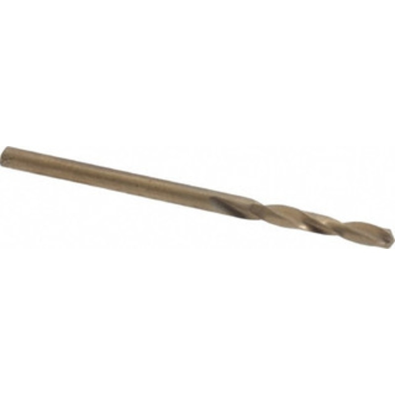 Chicago-Latrobe 3/32 135 Spiral Flute Cobalt Screw Machine Drill Bit Oxide/Gold Finish, Right Hand Cut, 3/4 Flute Length, 1-3/4 OAL, Split Point, Straight Shank 50803 – 81371064