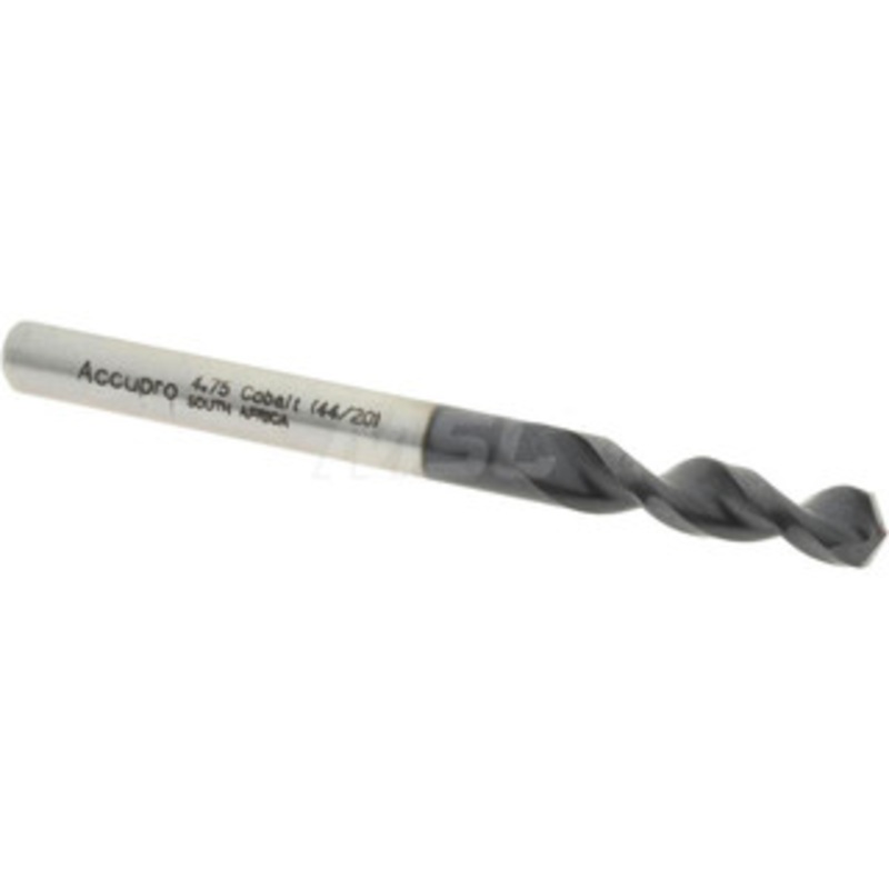 Accupro 0.187 130 Parabolic Flute Cobalt Screw Machine Drill Bit TiAlN Finish, Right Hand Cut, 0.945 Flute Length, 2.283 OAL, Split Point, Straight Shank 1630475A-AC – 01348952
