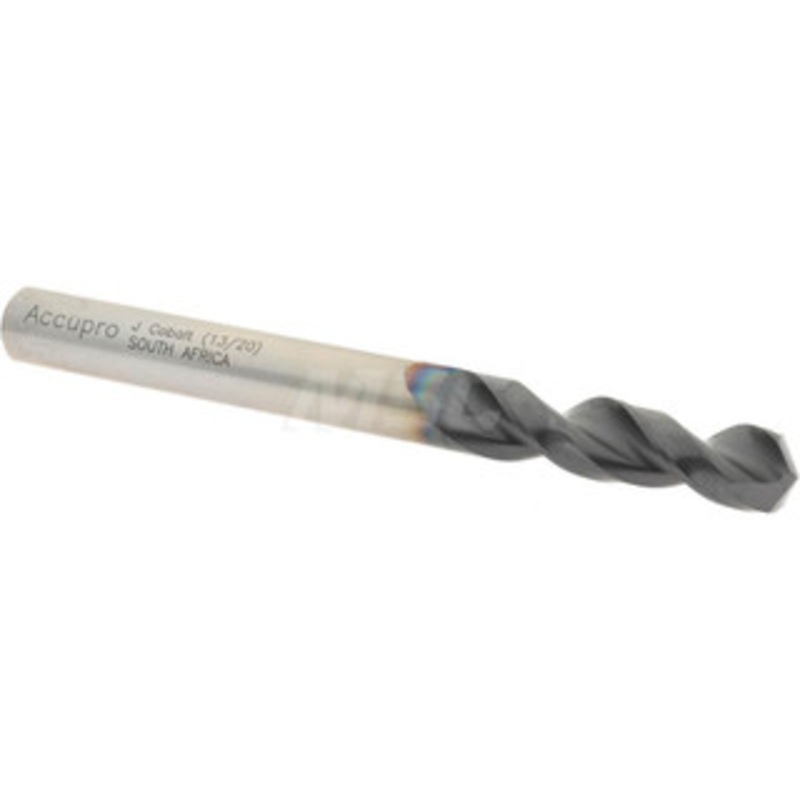 Accupro 0.277 130 Parabolic Flute Cobalt Screw Machine Drill Bit TiAlN Finish, Right Hand Cut, 1.339 Flute Length, 2.913 OAL, Split Point, Straight Shank 1630704A-AC – 01349414