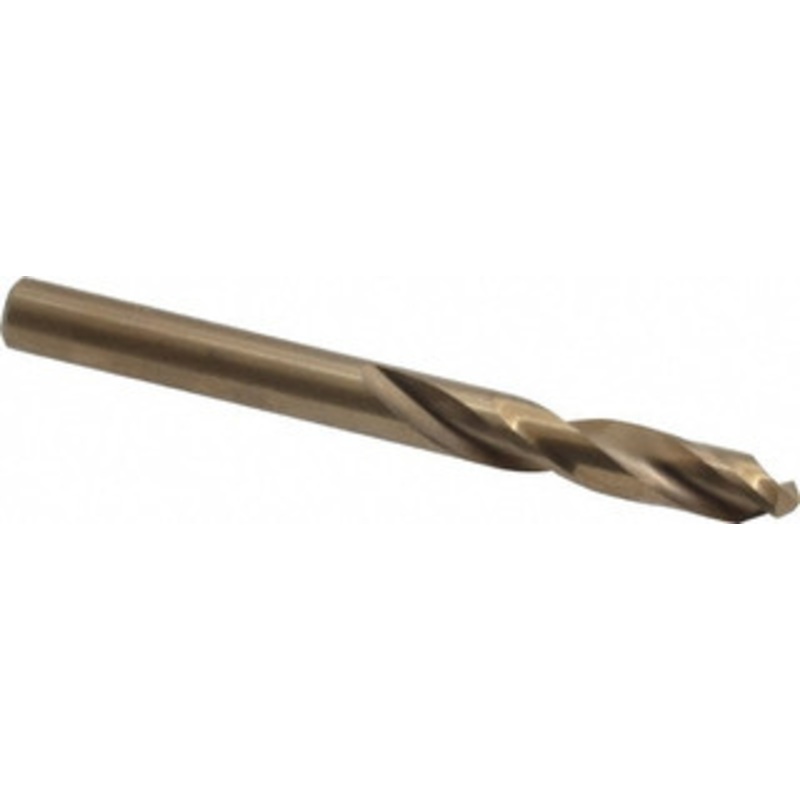 Chicago-Latrobe 0.242 135 Spiral Flute Cobalt Screw Machine Drill Bit Oxide/Gold Finish, Right Hand Cut, 1-3/8 Flute Length, 2-1/2 OAL, Split Point, Straight Shank 50832 – 81373037