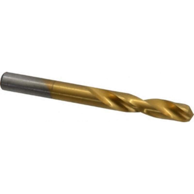 Chicago-Latrobe 0.261 135 Spiral Flute High Speed Steel Screw Machine Drill Bit TiN Finish, Right Hand Cut, 1-7/16 Flute Length, 2-5/8 OAL, Split Point, Straight Shank 48238 – 06131643